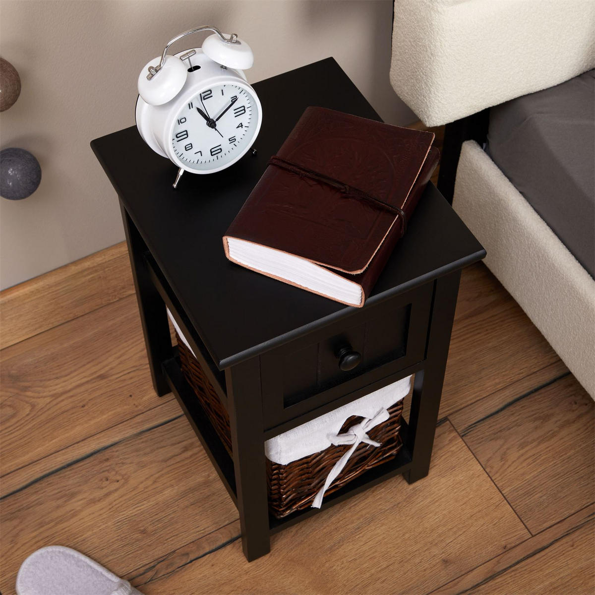 NACHTTISCH MESSINA - Schwarz, Holzwerkstoff (28/46/31cm) - CARO-Möbel