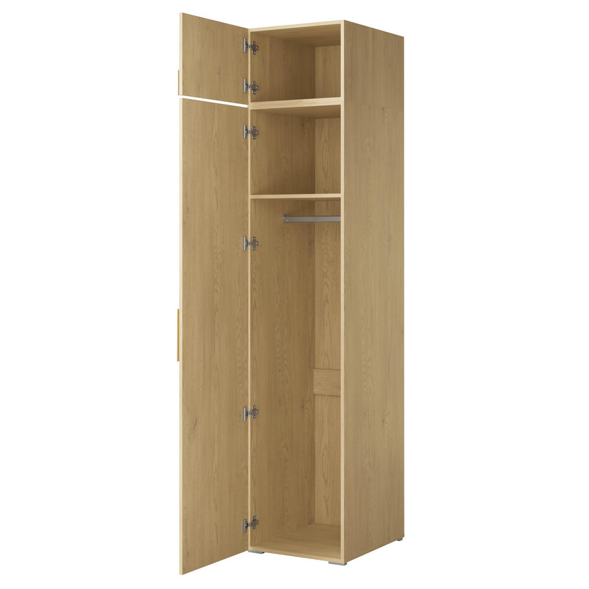 DREHTÜRENSCHRANK mit Aufsatz Napoli 1D 50 Eiche Cremona (schwarzer oder goldener Griff) - Eichefarben/Silberfarben, Holzwerkstoff/Kunststoff (50/35/60cm) - mzm24