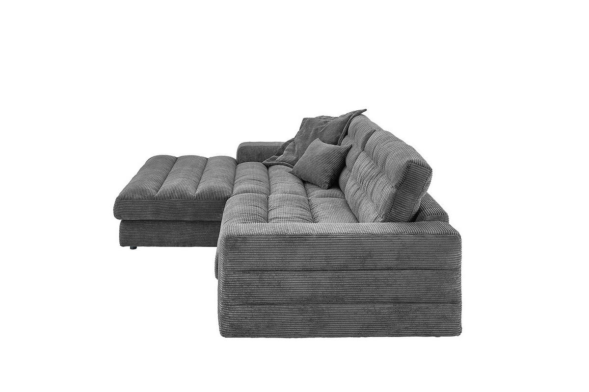 ECKSOFA LANA SOFA Grau Cord - Schwarz/Grau, Textil (296/205cm) - KAWOLA