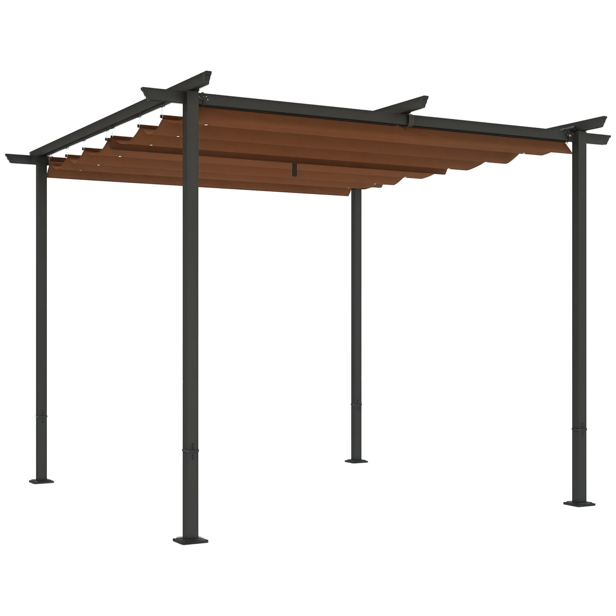 PERGOLA DE-12651 300/300 cm ausziehbar mit Magnetverschluss Braun - Braun, Textil (300/227/300cm) - ComfortXL