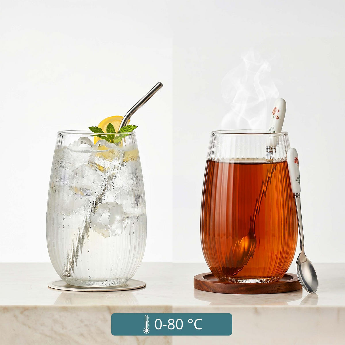 TRINKGLAS Transparent 6er-Set Glas 400 ml - Transparent, Glas (0.4L) - Relaxdays
