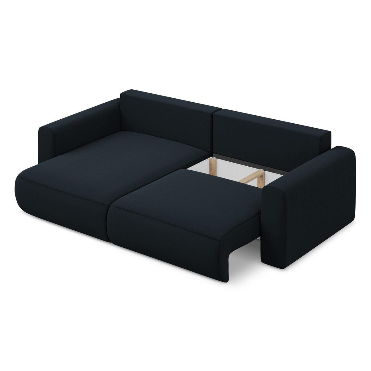 ECKSOFA mit Schlaffunktion Samt Stoff Blau - Blau/Schwarz, Kunststoff/Textil (149/240cm) - LaMiaSofa