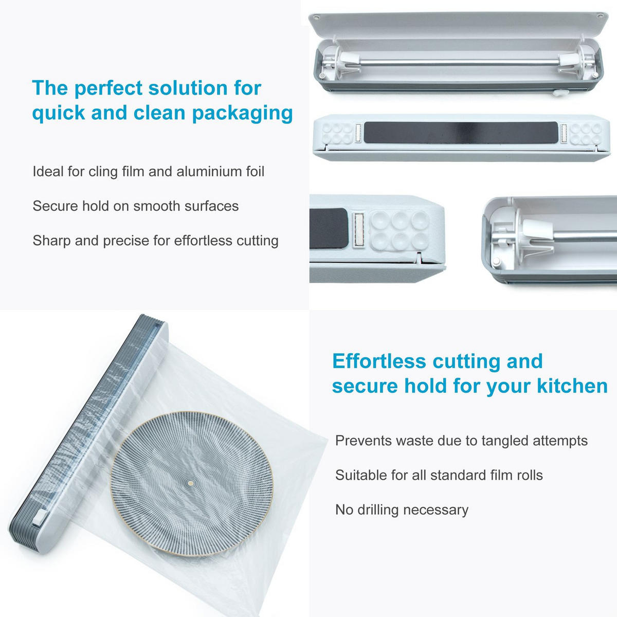 FOLIENSCHNEIDER Frischhaltefoliespender magnetisch - Weiß, Kunststoff (6.5/6.1/37.5cm) - Intirilife