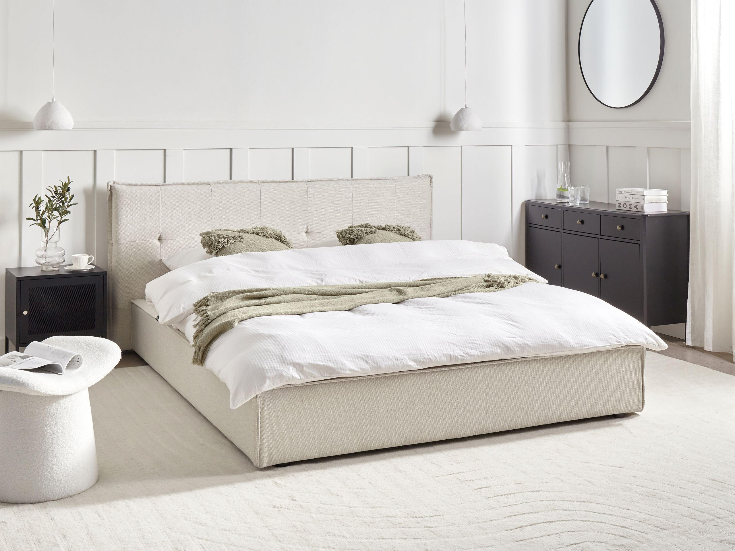 WASSERBETT 160x200 cm Weiß Lestre - Creme, Textil (160/200cm) - Beliani