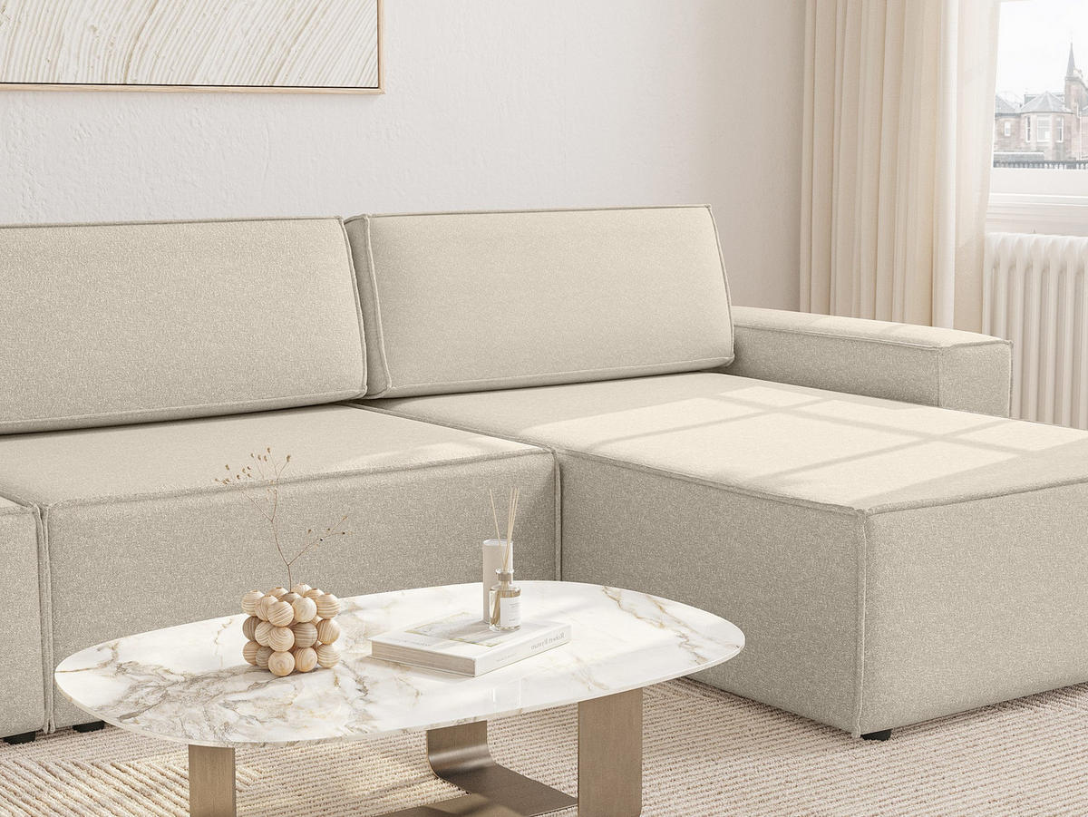 ECKSOFA Lummo Re mit Schlaffunktion, Beige - Beige, Textil (323/185cm) - Fedve