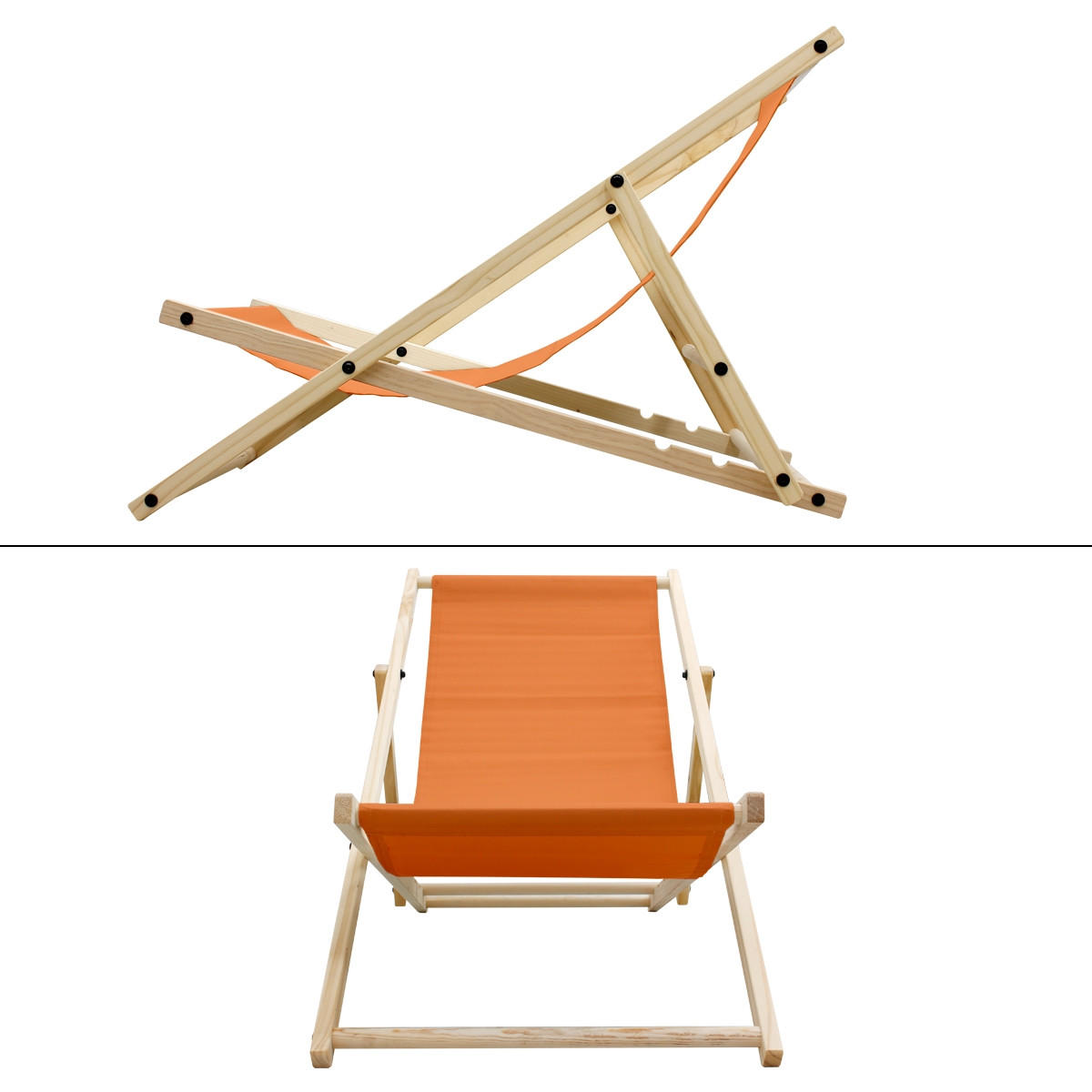 LIEGESTUHL Orange - Orange, Holz (52/83/117cm) - ECD-Germany