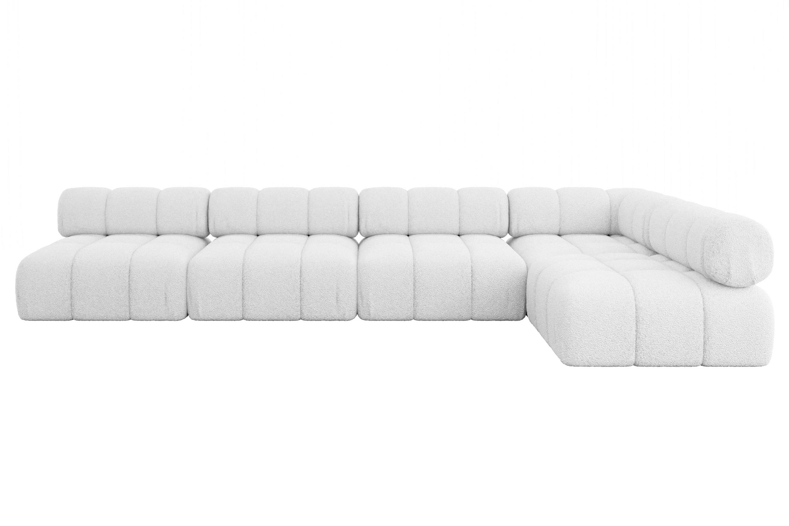 ECKSOFA modulares Sofa Samaro-L3 - 380x190x70 cm Weiß Bouclé - Weiß, Holzwerkstoff/Textil (380/190cm) - ALTDECOR