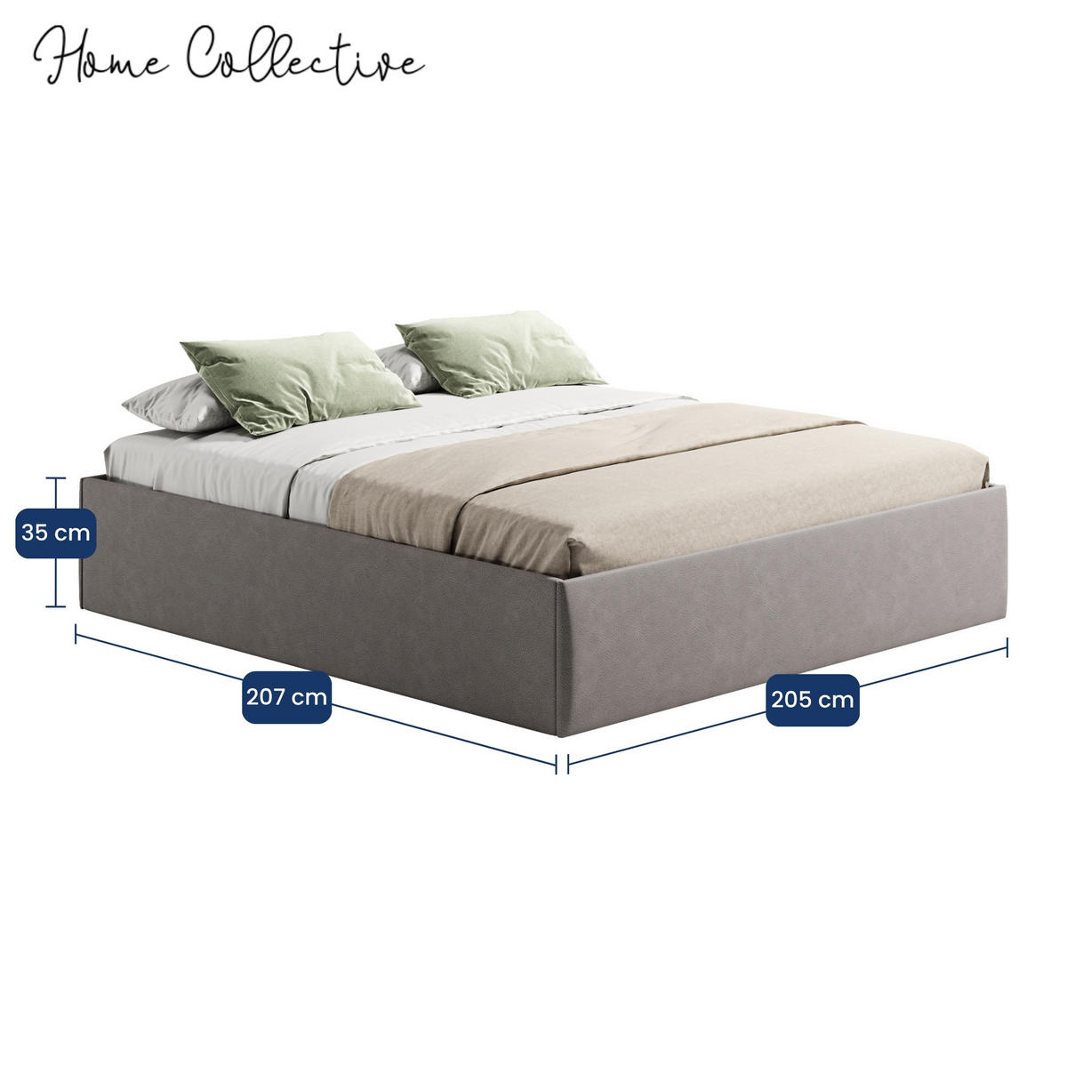 POLSTERBETT mit Stauraum & H2 Matratze 200x200 cm in Grau - Grau, Textil (200/200cm) - Home Collective
