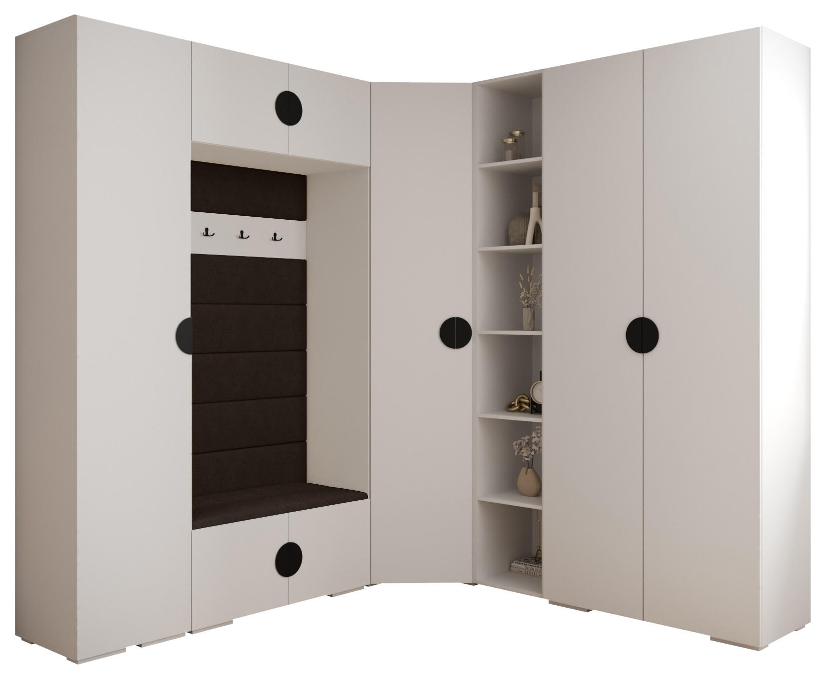 GARDEROBEN-SET 236,7/231,7/47 - Dunkelbraun/Schwarz, Holz/Kunststoff (181.7/236.7/47cm) - Abiks Möbel