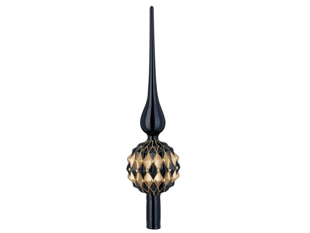 WEIHNACHTSBAUMSPITZE schwarz-gold Glas, 31 cm - Goldfarben/Schwarz, Glas (31cm) - LAALU