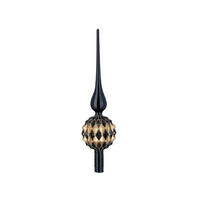 WEIHNACHTSBAUMSPITZE schwarz-gold Glas, 31 cm - Goldfarben/Schwarz, Glas (31cm) - LAALU