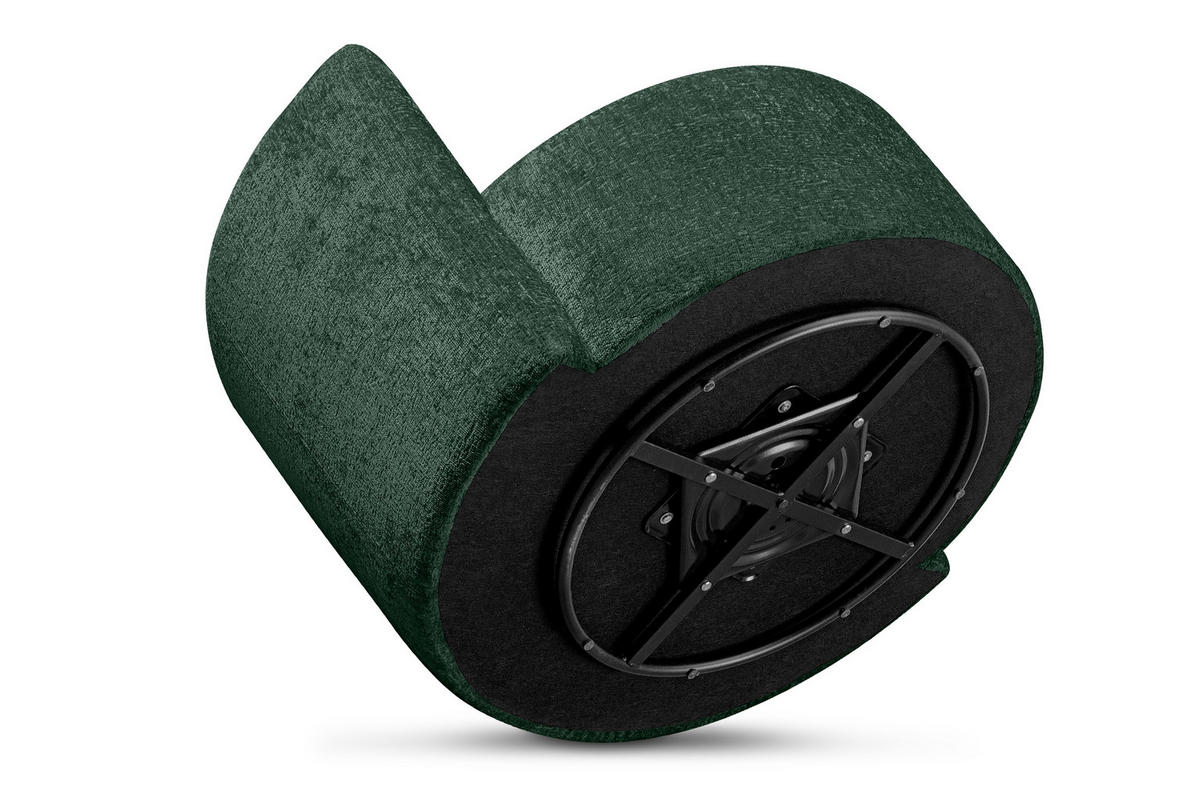 DREHSESSEL-SET RAGGI inkl. Sitzhocker, Chenille-Stoff, grün - Grün, Textil (92/75/80cm) - KONSIMO®