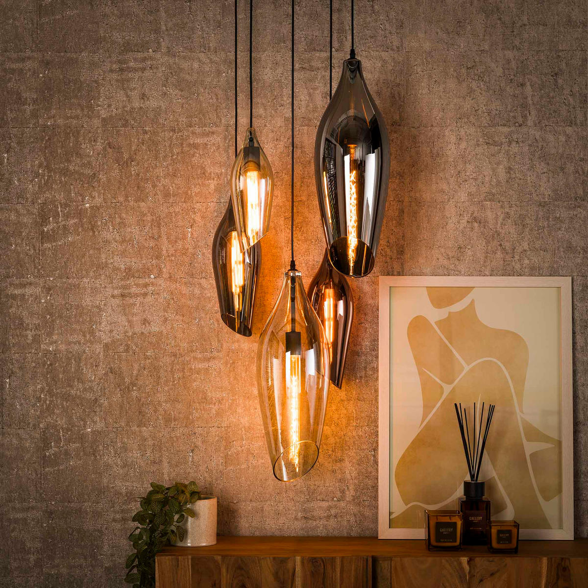 HÄNGELEUCHTE Cocoon Schwarz 60/60/ 180 cm - Schwarz, Glas (60/60/180cm) - Hoyz Collection