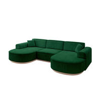 WOHNLANDSCHAFT MARI-U1-v1 - 303x171x83 cm Dunkelgrün Velours - Dunkelgrün, Holzwerkstoff/Textil (303/83/171cm) - ALTDECOR
