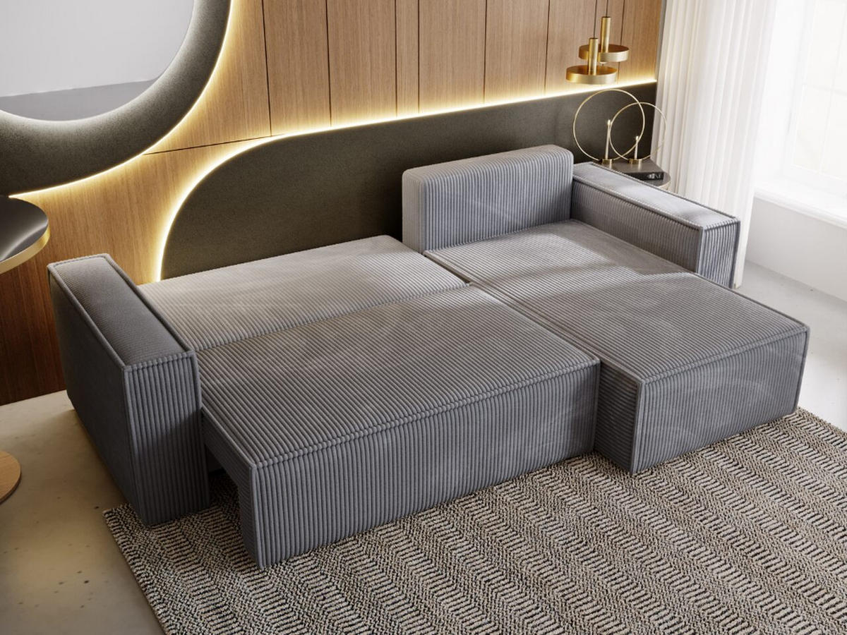 ECKSOFA Prato XL Dunkelgrau - Dunkelgrau/Schwarz, Holz/Kunststoff (280/170cm) - Graingold