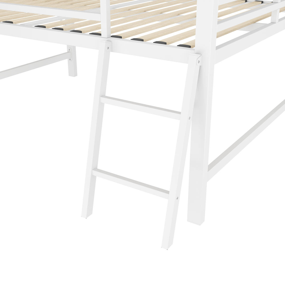 METALLBETT 140/200 cm DE-04630, mit Schreibtisch und LED-Lichtband in Weiß - Weiß, Metall (140/200cm) - ComfortXL