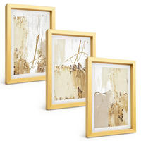 BILDER SET 3er Set - 20x30 cm Goldrahmen - Abstrakte Muster beige weiß - Goldfarben, Kunststoff (20/30cm) - TULUP