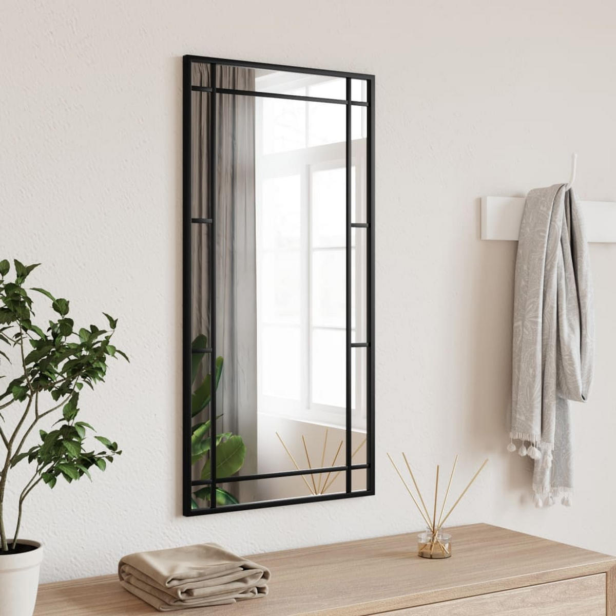 WANDSPIEGEL Schwarz 40/80 Cm Rechteckig Eisen - Schwarz, Metall (80/1.5/40cm) - vidaXL