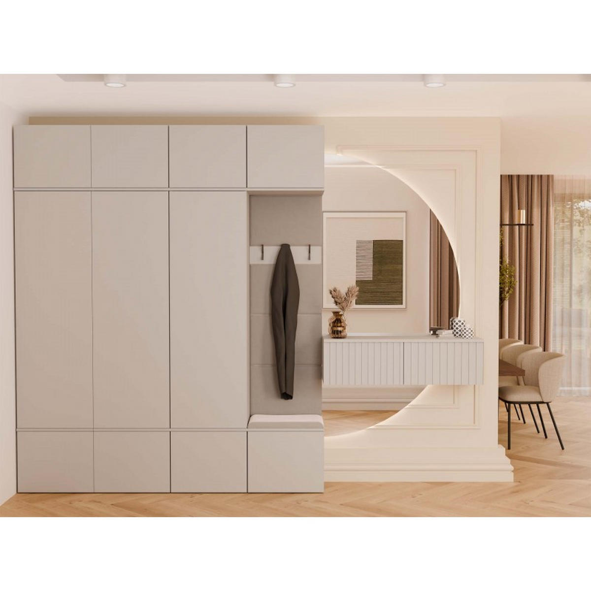 DULAP PENTRU HOL modern, set dulapuri: dulap pentru haine - dulap pentru pantofi, model cașmir 200/238/35 - cașmir, compozit lemnos (200/238/35cm) - RAUMHIRSCH FURNITURE