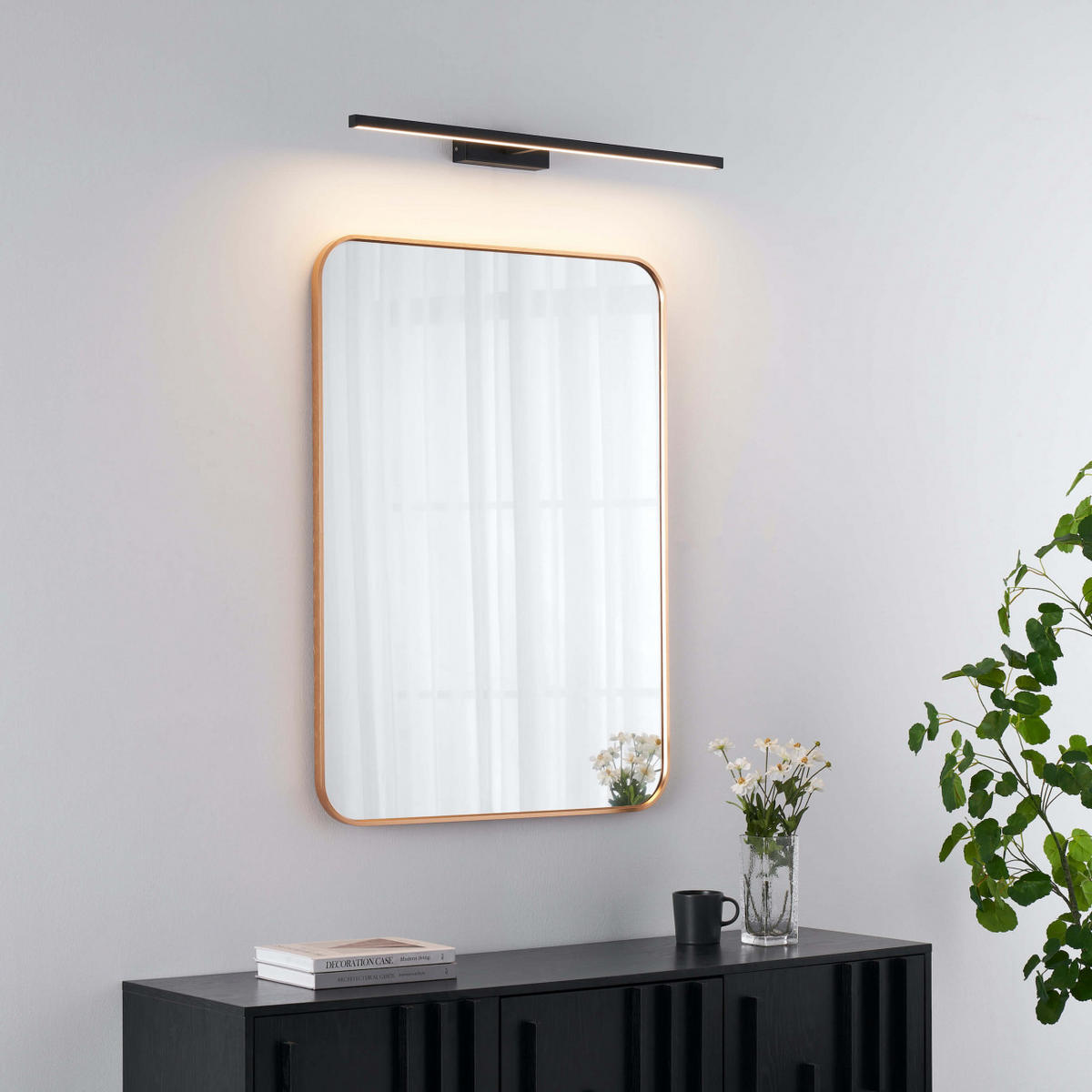 WANDLEUCHTE Xenia, Schwarz, 80cm - Schwarz, Metall (80/4.5/80cm) - KOSILUM