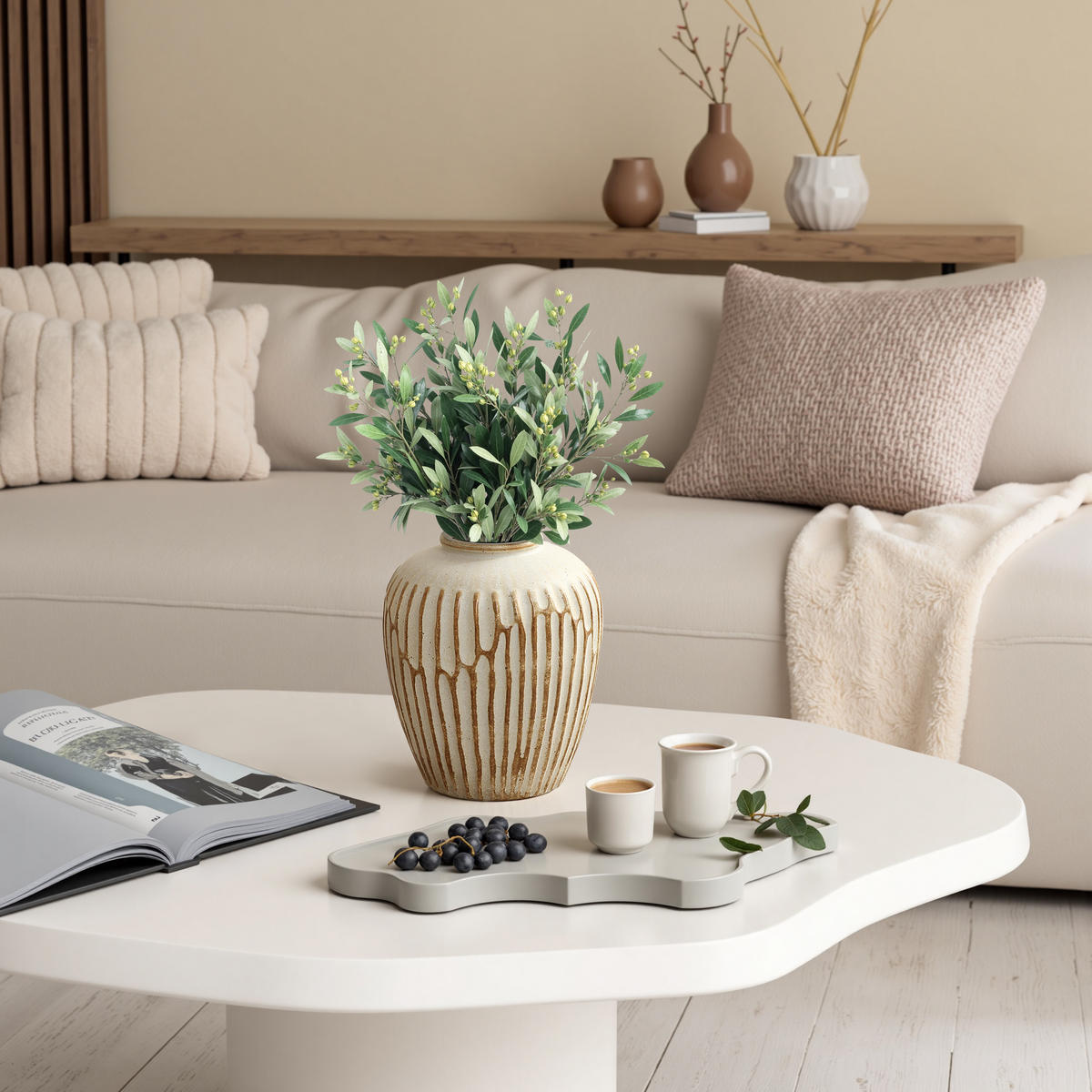 CERAMIC vase vintage look,beige,H 23.5cm - Beige, Keramik (23.5cm) - Hometopia