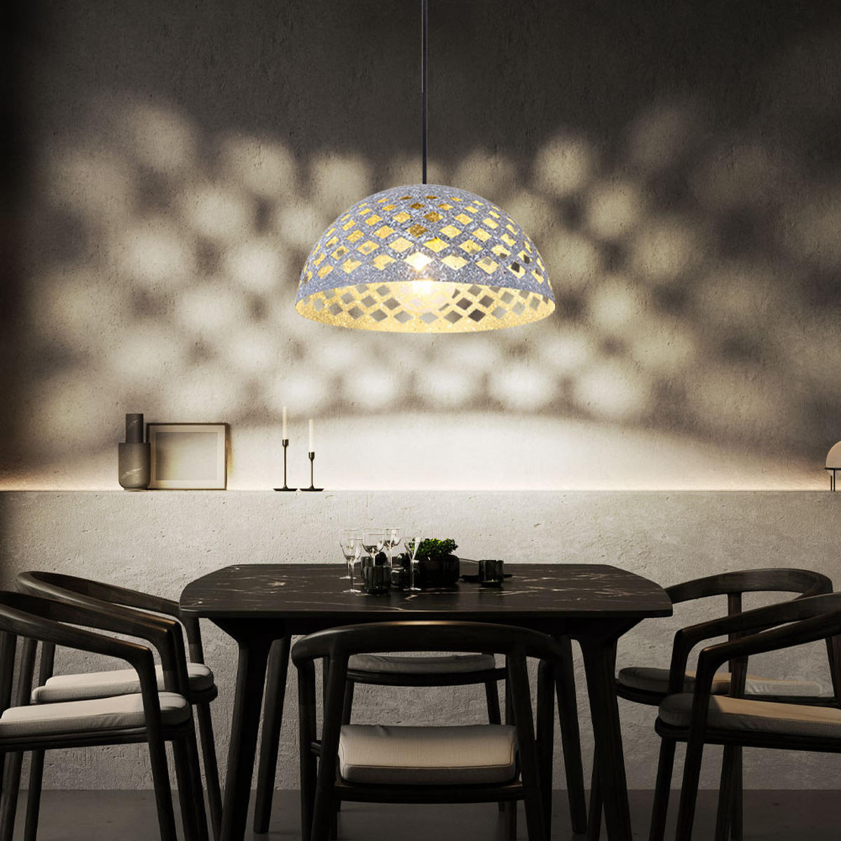 HÄNGELEUCHTE HOLLIE Metall Grau - Grau, Metall (35/35/120cm)