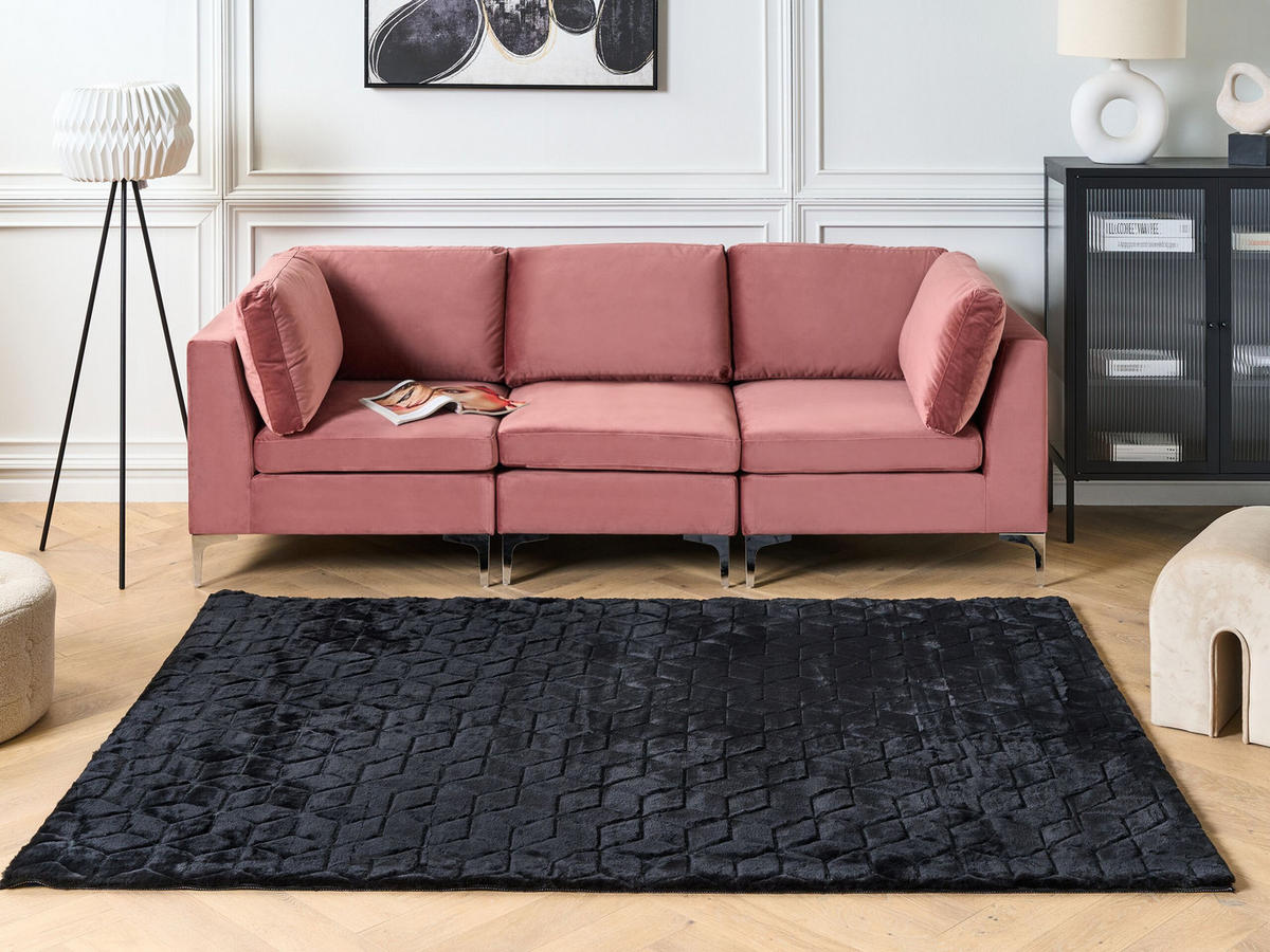 SHAGGY-KUNSTFELLTEPPICH Thatta 230/160 cm - Schwarz, Kunststoff (160/230cm) - Beliani