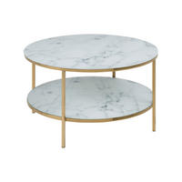 COUCHTISCH Ø80 cm weiss Marmorprint, goldenes Chrom - Weiß, Holzwerkstoff (80/80/45cm) - ebuy24