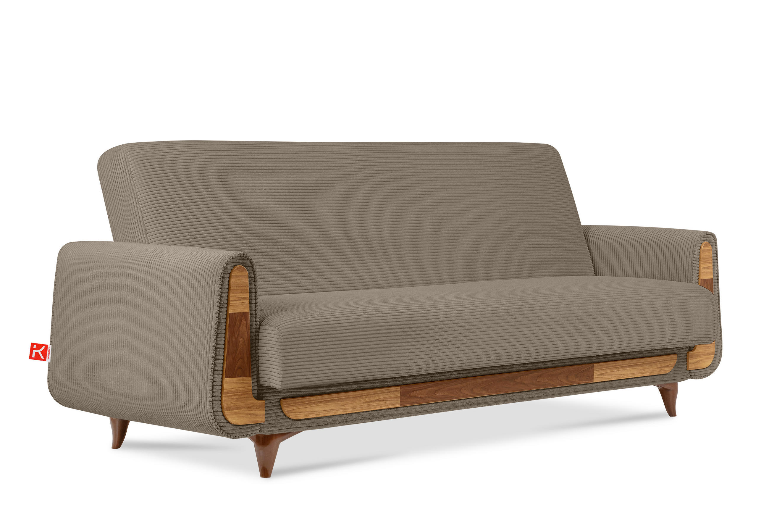 3-SITZER-SCHLAFSOFA GUSTAVO II mit Armlehnen, Beige - Beige, Holz/Holzwerkstoff (230/98/98cm) - KONSIMO®