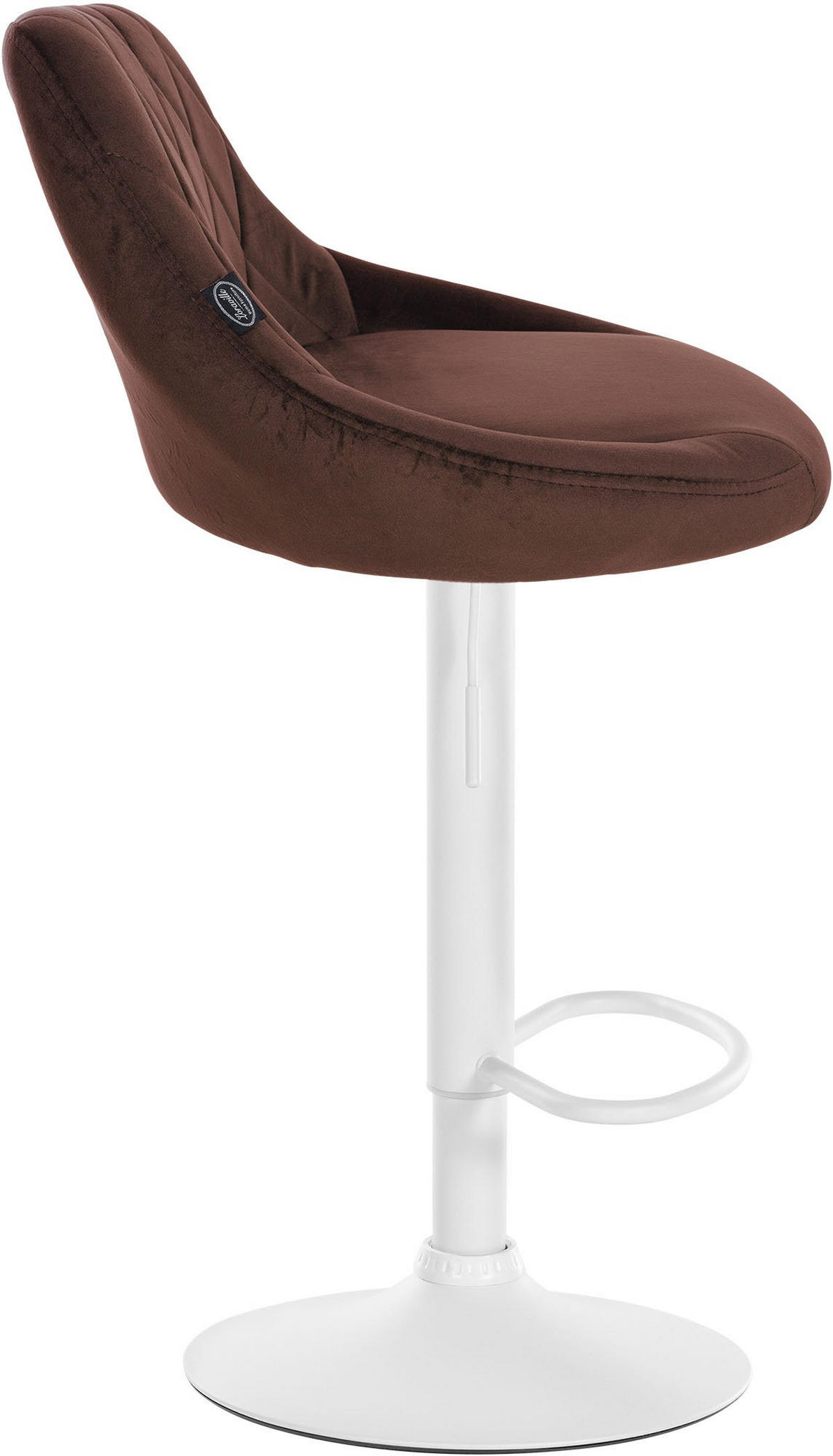BARHOCKER 2er Set Samt braun - Weiß/Braun, Textil/Metall (46/83/49cm) - CLP