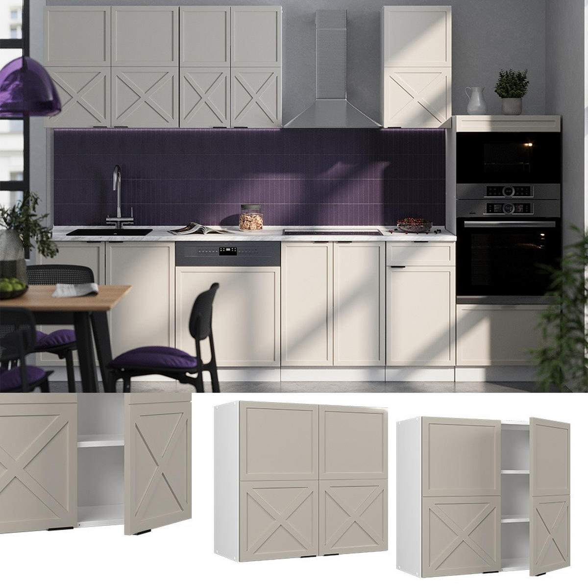 STENSKA OMARICA Fame-Line, Sivo-belostna/Bela, 80 cm - sivobež/bela, leseni material (80/72/34.1cm) - Vicco