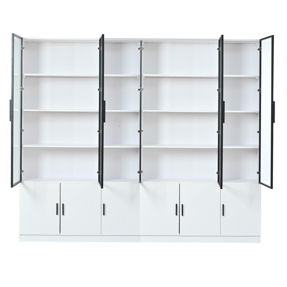 VITRINE LED 240cm Glasvitrine 12 Türen Hochschrank Weiß - Weiß, Glas (240/200/32cm) - FLIEKS