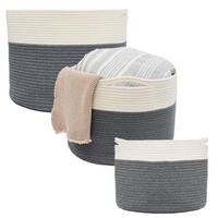 BAUMWOLL-WÄSCHEKORB 3er Set Grau - Grau, Textil (43/33/43cm) - Dunedesign
