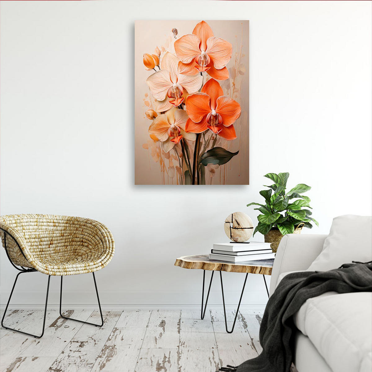 LEINWANDBILD Blumen 60x90cm - Orange, Textil (60/90cm) - Feeby