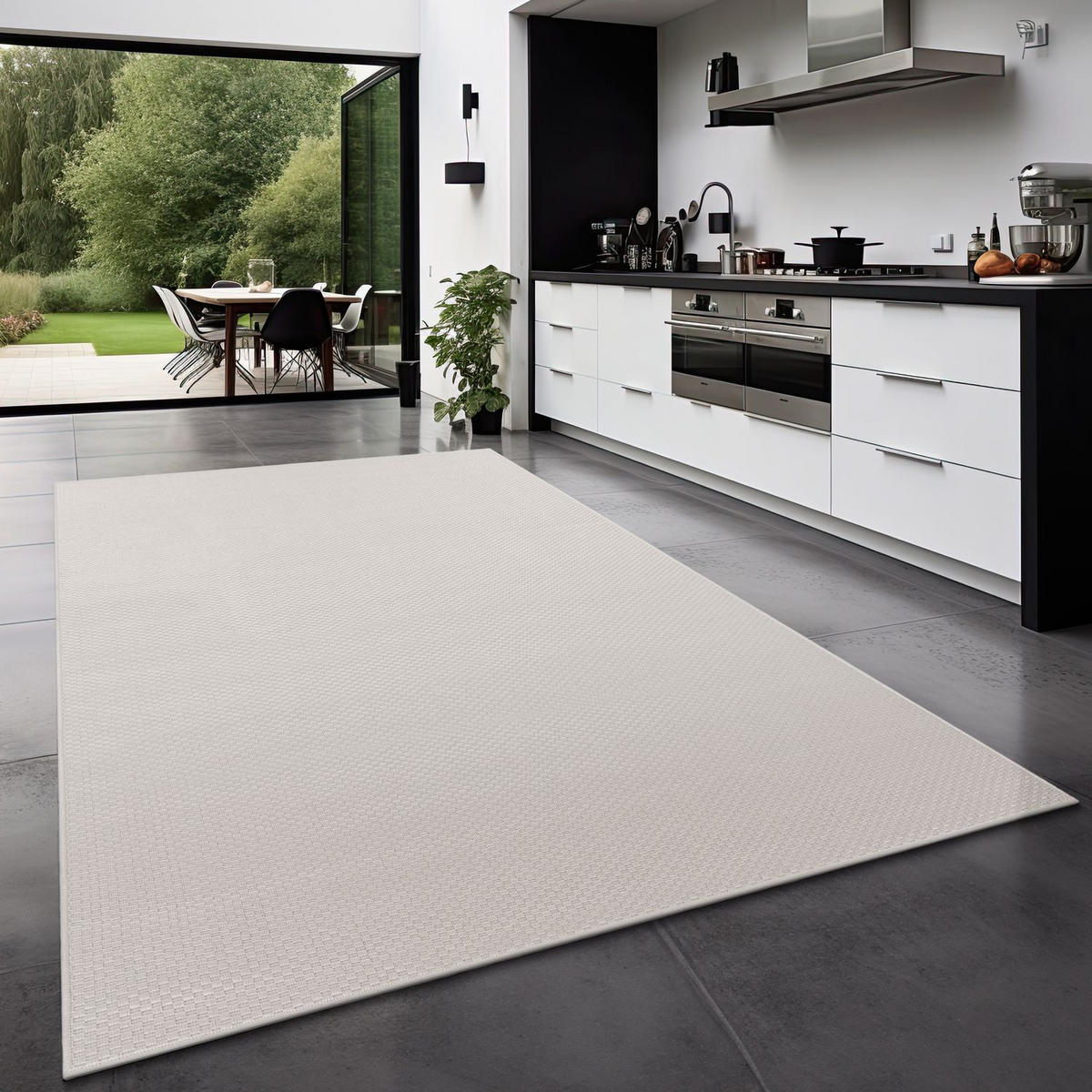 OUTDOORTEPPICH Elfenbein 140 x 200 cm - Weiß, Kunststoff (140/200cm) - TT Home