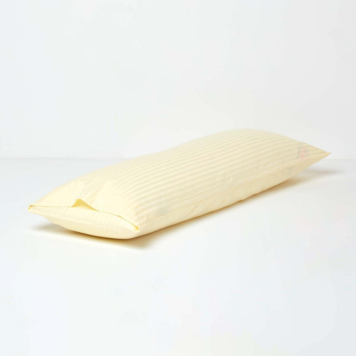 SEITENSCHLÄFERKISSENBEZUG Damast-Streifen, 48/136 cm - Creme, Textil (50/140cm) - Homescapes