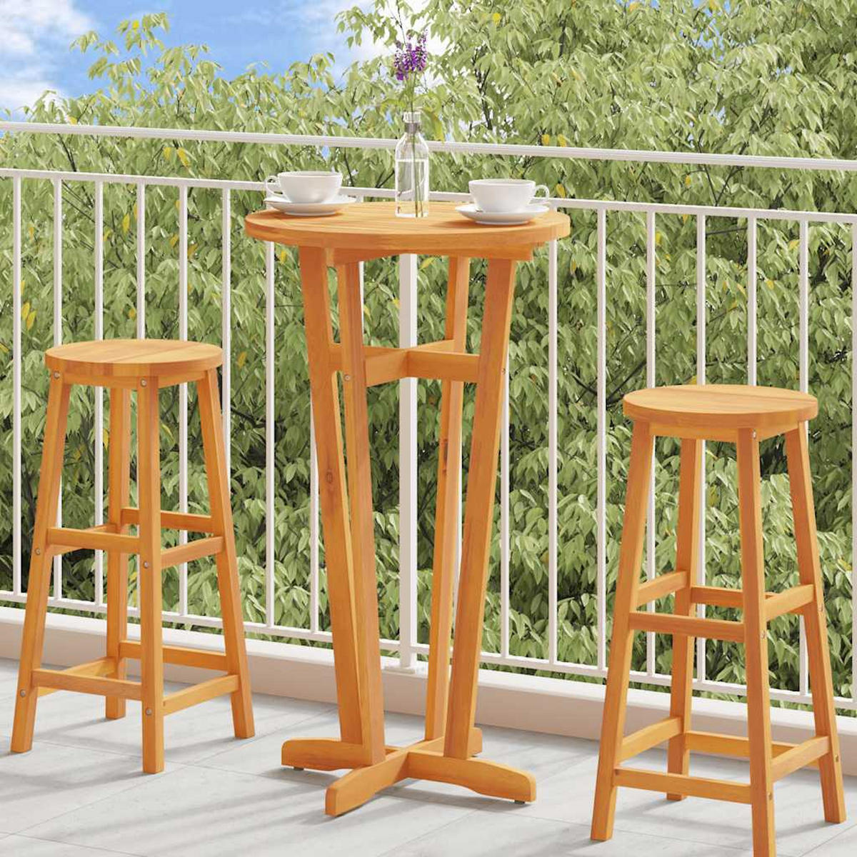 GARTEN-BARTISCH Ø60/105 Cm Massivholz Akazie - Braun, Holz (60/60/105cm) - vidaXL