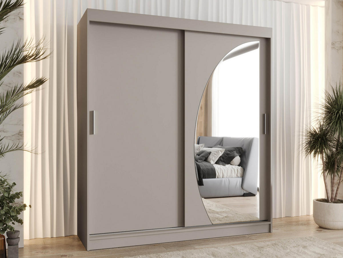 SCHWEBETÜRENSCHRANK Wika 180 cm mit Schubladen - Kaschmir/Silberfarben, Holzwerkstoff/Kunststoff (180/200/62cm) - MIRJAN24