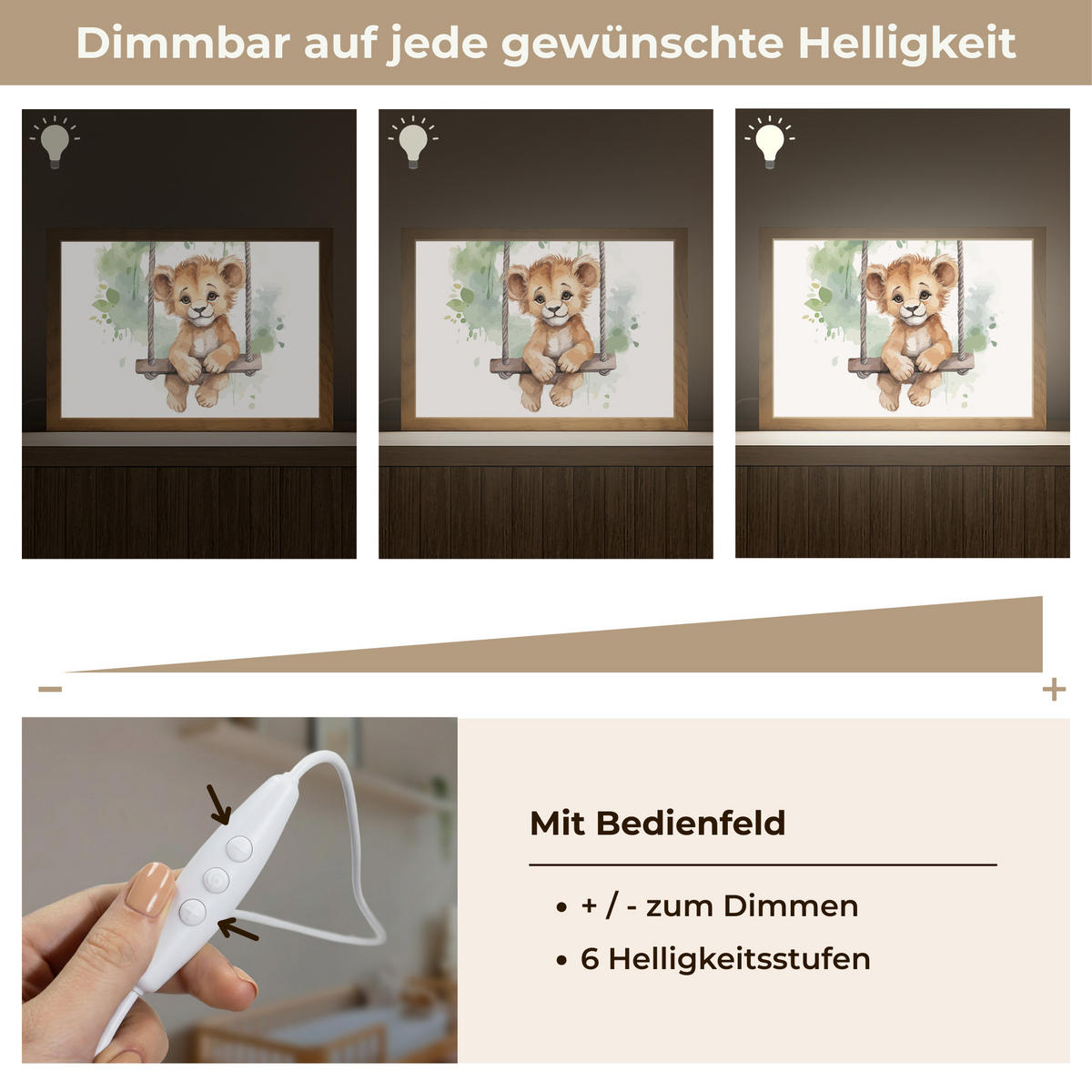 NACHTTISCHLAMPE Löwe - Tier - Kinder - Dschungel 30x20 cm - Weiß, Holzwerkstoff (8/30/20cm)