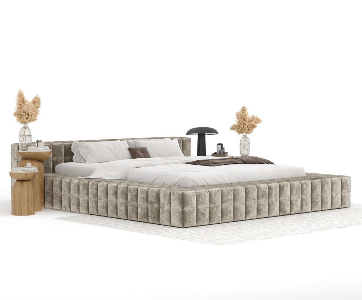 POLSTERBETT Nessino Beige 160/200 cm - Beige/Schwarz, Holz/Holzwerkstoff (160/200cm) - Maison de Reve