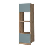 MIKROWELLENSCHRANK R-Line Blau-Grau 60 cm - Honigeiche/Eiche Wotan, Holzwerkstoff (60/206.8/57.2cm) - Vicco