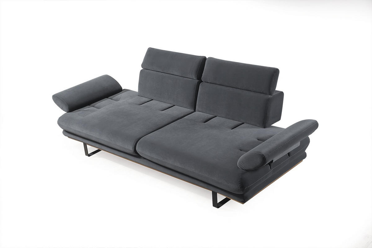 SOFA Energy 2-Sitzer Samt Dunkelgrau - Dunkelgrau, Textil (200/82/100cm) - Villa Möbel