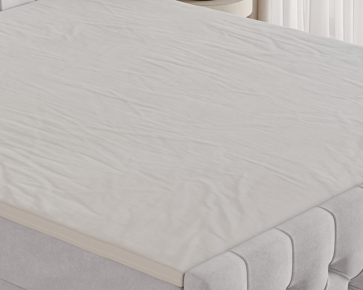 BOXBETT 12 160 x 200 cm - Manila - Modernes Polsterbett mit Bettkasten inkl. PU-Schaum-Topper und Federmechanismus - Silberfarben, Holz (160/200cm) - ROYAL24_MARKT