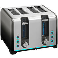 TOASTER 4-SCHEIBEN- 7 Bräunungsstufen, Auftaufunktion, Schwarz, 26,4/15,6/18,9 cm - Schwarz, Kunststoff (15.6/18.9/26.4cm) - Rolipo