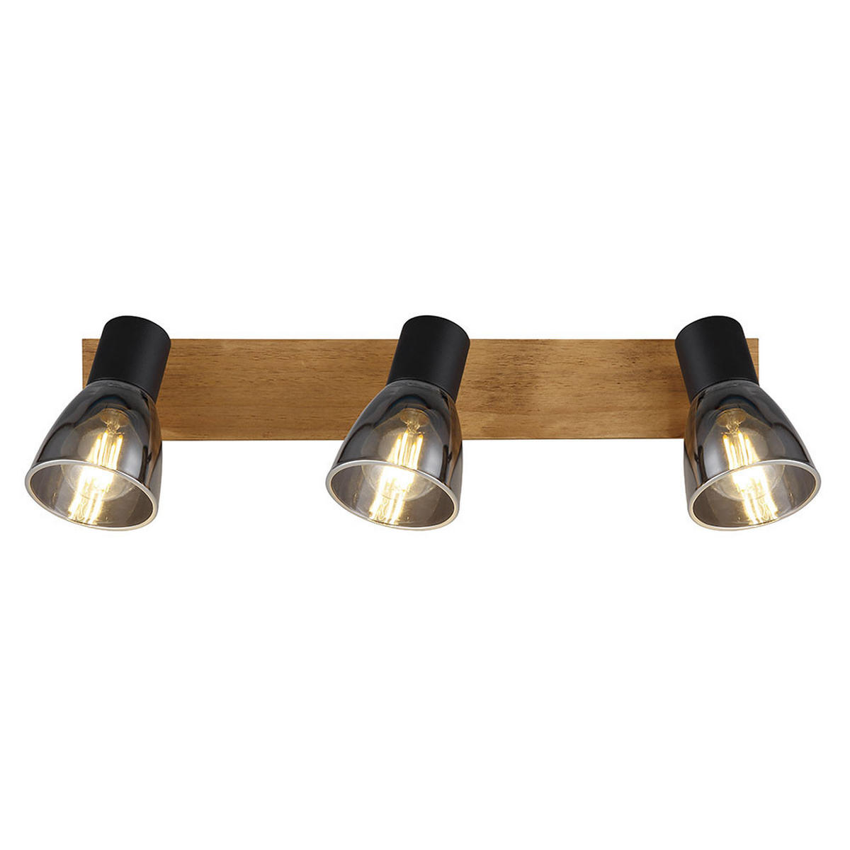 DECKENLEUCHTE Metall Glas Schwarz CLAUDE - Braun, Holz (40/7/15.5cm) - Globo Lighting