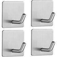 KLEBEHAKEN 4er Set Edelstahl Silber matt - Silberfarben, Metall (4.5/4.5/4.5cm)