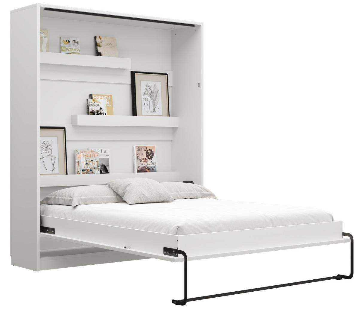 SCHRANKBETT Klappbett vertikal GN160x200 - Weiß-Matt - Weiß, Holzwerkstoff (160/200cm) - QMM TraumMöbel