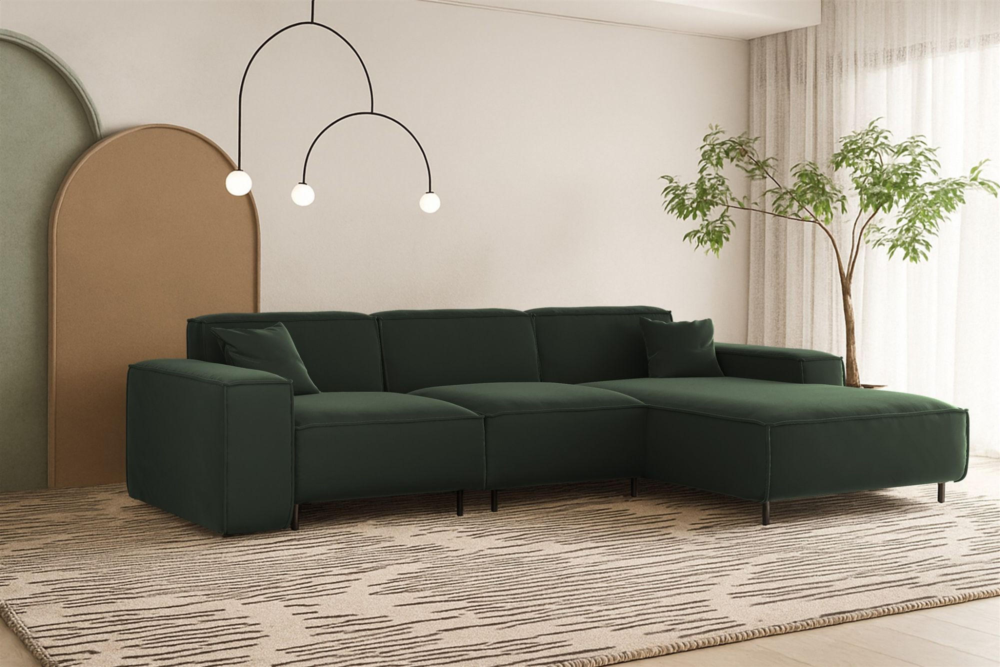 ECKSOFA Gloria In Tiffani - Grün, Holzwerkstoff/Textil (266/165cm) - Fun Möbel