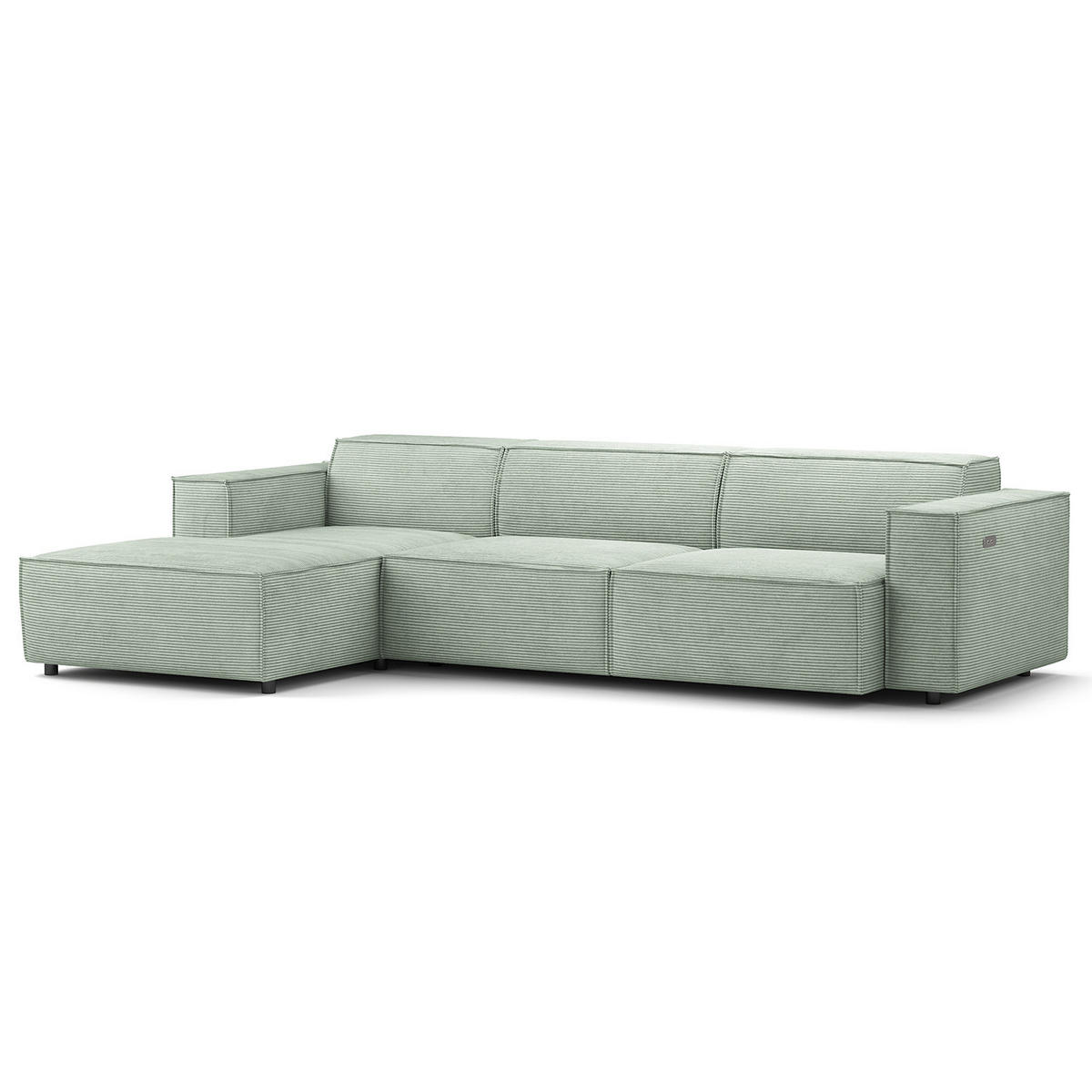 ECKSOFA mit Longchair - Schwarz/Mintgrün, Kunststoff/Textil (294/177cm) - home24