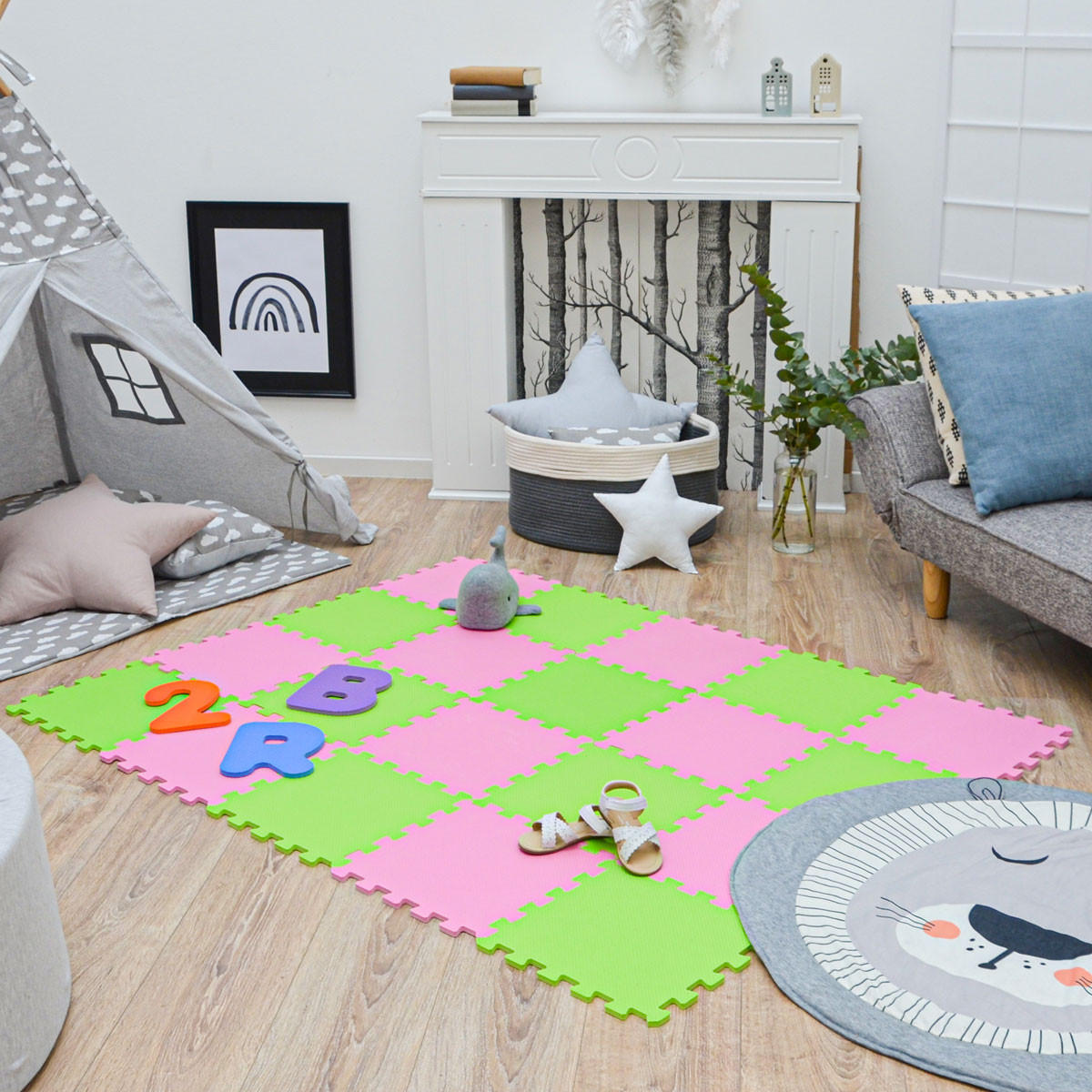 SPIELMATTE ab Null - 180/90/1 cm Puzzlematte Pink - Multicolor, Kunststoff (30/30cm) - Littletom